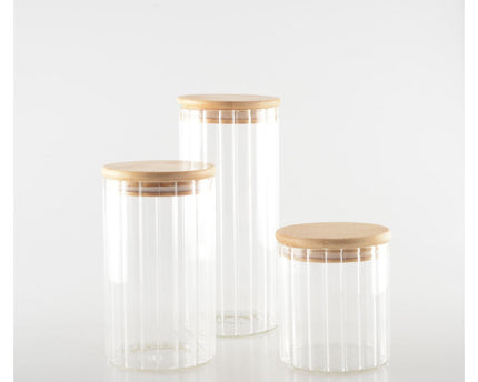 9x9x15cm glas- en houten opbergpot