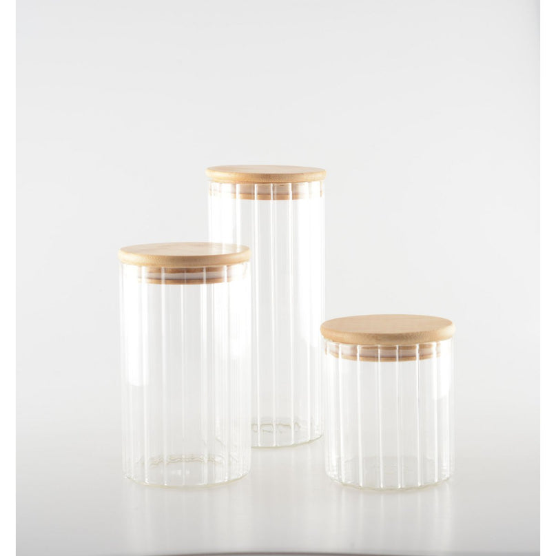 9x9x15cm glas- en houten opbergpot