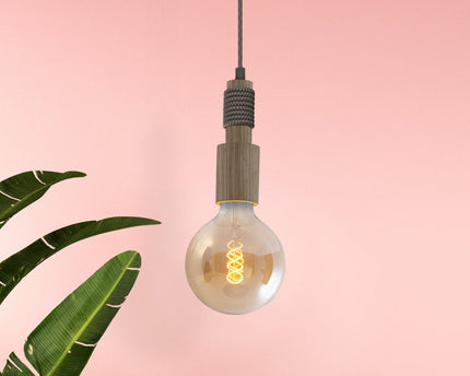 Holzbaldachin met textielkabel "Bento", in Natuur, E27 -versie, verlichting voor woonkamer of kantoor