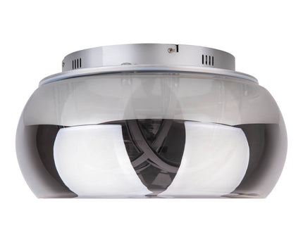 LED -plafondlicht "Malou" Ø 45 cm, 23,5 cm hoog, gemaakt van metaal, rookglas, geïntegreerde LED's, warm wit
