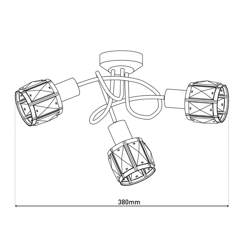 LED-vlek "Josefa" met 3 zitplaatsen, metalen plafondlamp en glas in roestvrijstalen look, met E14-versie Filamentlampen inbegrepen, voor woonkamer, eetkamer, gang of gang 38 x 24 cm