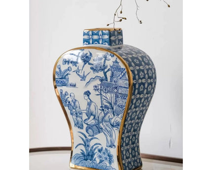 Nieuwe Chinese stijl, oosterse Parijse Delfts blauwe porselein vazen/hoge stijl