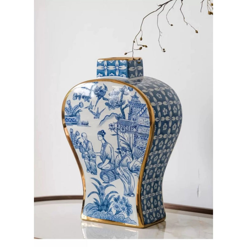 Nieuwe Chinese stijl, oosterse Parijse Delfts blauwe porselein vazen/hoge stijl