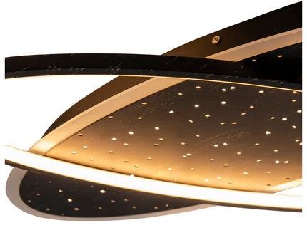 LED -plafondlamp "Stelaris" ongeveer 60 cm lang, gemaakt van metaal en plastic in het zwart, met stevig gebouwde LED's, verlichting voor woonkamers en kantoor