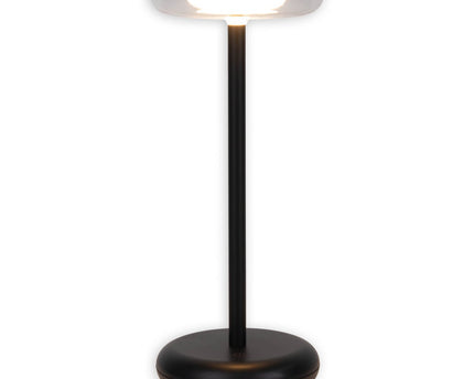 Noteloze tabletlamp "PASI" voor buiten en binnen, gemaakt van metaal en plastic in zwart, dimbaar, met aanraking en geheugenfunctie, ca. 26 cm hoog
