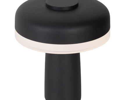 Draadloos tabletlicht "pilu", 16,5 cm hoog, boven Ø van 15 cm, metaal in zwart, wit plastic, geïntegreerde LED's, 280 lumen, dimbaar door aanraaksensor, warm wit wit
