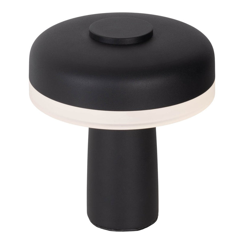 Draadloos tabletlicht "pilu", 16,5 cm hoog, boven Ø van 15 cm, metaal in zwart, wit plastic, geïntegreerde LED's, 280 lumen, dimbaar door aanraaksensor, warm wit wit