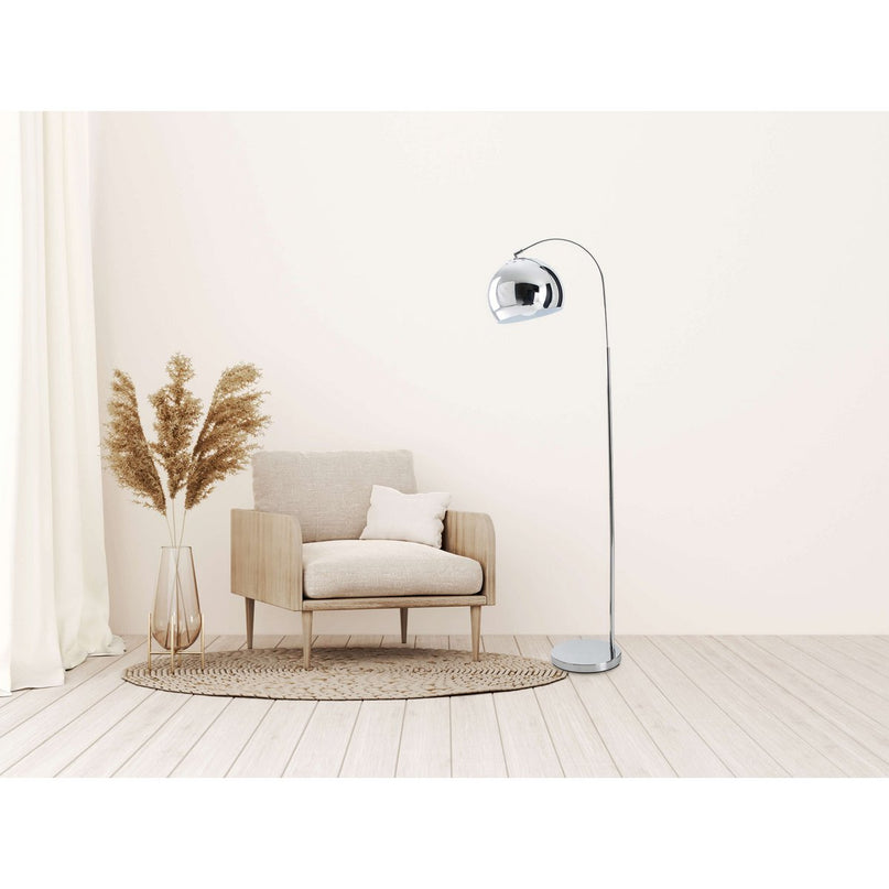 Staande lamp "stijl", retro klassieke vloerlamp met boog gemaakt van chroomkleurig metaal met, E27-aansluiting, 146 cm hoog, ideaal voor eetkamer, woonkamer en kantoor.