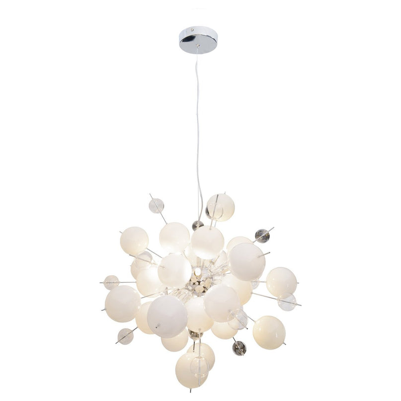 Hanger lamp "explosie" wit gemaakt van metaal en glas, G9 -versies, voor eetkamer, woonkamer, gang of kantoor, hangende lamp ØCA 65 cm