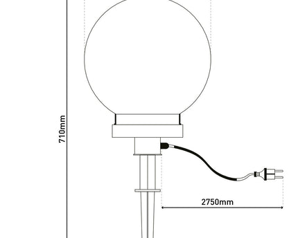 Buiten de Spitical Spit "Ball" D: 40 cm, voor buiten, plastic aarde spies, wit, E27, - Wegelettes