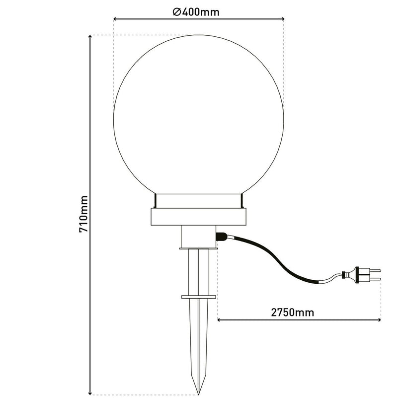 Buiten de Spitical Spit "Ball" D: 40 cm, voor buiten, plastic aarde spies, wit, E27, - Wegelettes
