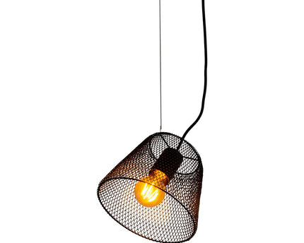 Hanger Lamp "Korie", metalen hanglamp in het zwart, met E27 -aansluiting, Ø20cm, voor woonkamer en kantoor.