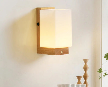 Bowie lichtbruin oplaadbare houten wandlamp - draadloze, dimbare en stijlvolle verlichting