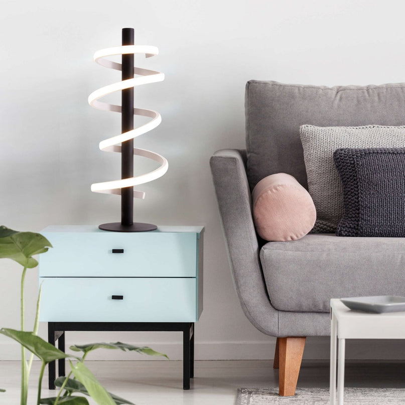 LED -tafellamp "Belleza", moderne metalen en plastic tafellamp in zwart en wit, met stevig gebouwd -in LED's, 50 cm hoog, verlichting voor woonkamer, eetkamer, slaapkamer of kantoor.