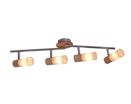 4 Wandplafondspot "Todtnau", metaal, hout en plastic, 60 cm lang