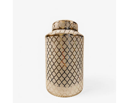 Keramieken pot wit goud (klein formaat: H*30 B*15)