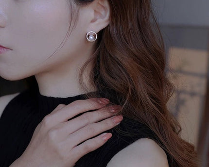 Sprankelende cirkel parel sieraden set-ketting en oorbellen