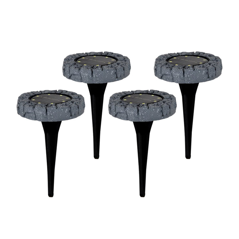 4 Set LED LED Solar-Floor-So-spit "Kian", voor buiten, plastic vloerlamp in grijs, met geïntegreerde LED