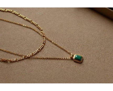 Malachiet hanger ketting met dubbele ketting