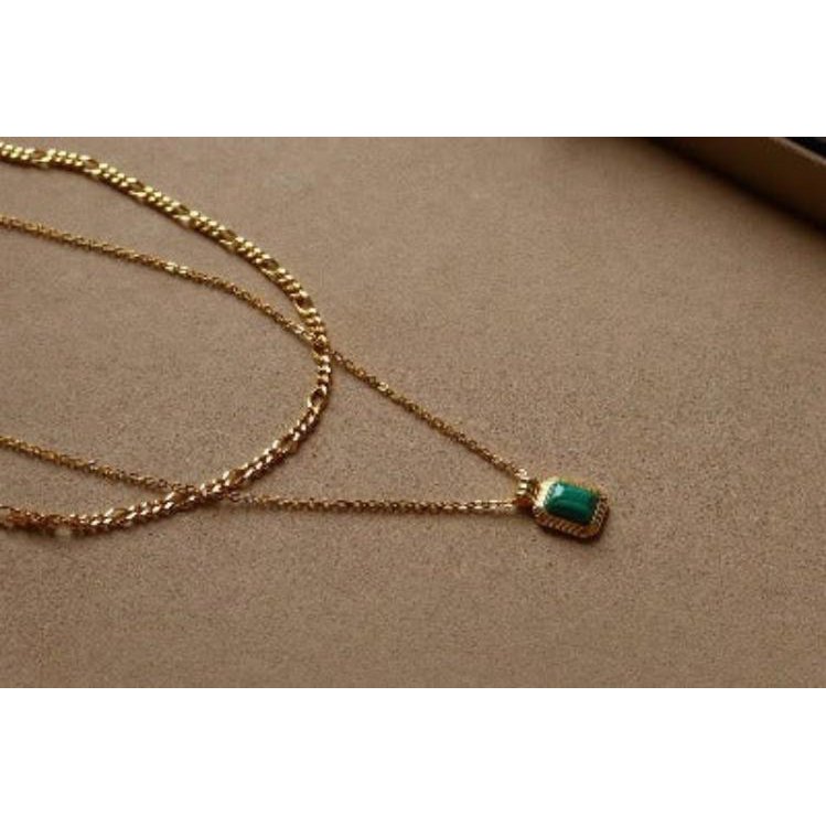 Malachiet hanger ketting met dubbele ketting
