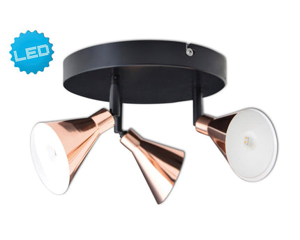 3 LED-wand u. Plafondlamp "Koper" d:38cm