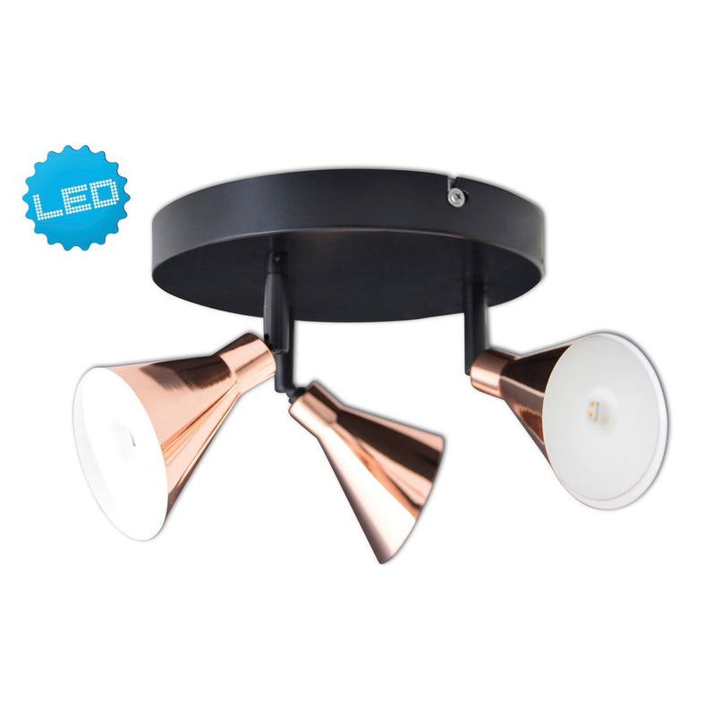3 LED-wand u. Plafondlamp "Koper" d:38cm