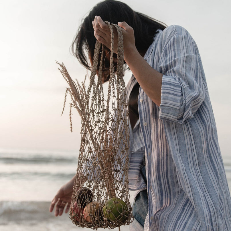Tas van raffiakoord | Handgeweven herbruikbare boodschappentas Lichte draagtas | Handgeweven boodschappentas JEMARI