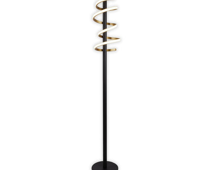 LED staande lamp "Belleza", moderne metalen vloerlamp en plastic in zwart, goud en wit, met stevig ingebouwde LED's, 140 hoog, verlichting voor woonkamer, eetkamer, slaapkamer of kantoor.