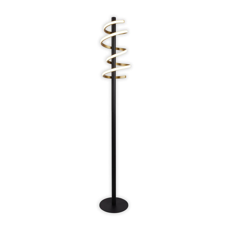 LED staande lamp "Belleza", moderne metalen vloerlamp en plastic in zwart, goud en wit, met stevig ingebouwde LED's, 140 hoog, verlichting voor woonkamer, eetkamer, slaapkamer of kantoor.