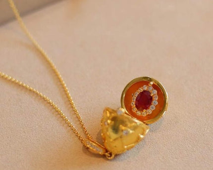 Echte Ruby Royal gouden ei medaillon hanger ketting