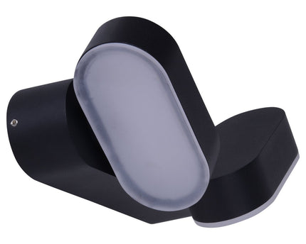 LED Outer Wall Lamp "Motus" gemaakt van metaal en plastic in het zwart, met geïntegreerde LED