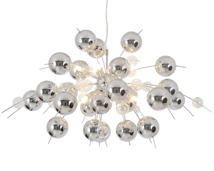 Hanger lamp "explosie" chroom gemaakt van metaal en glas, G9 -versies, hangende lamp voor eetkamer, woonkamer, gang of kantoor, Øca. 98 cm