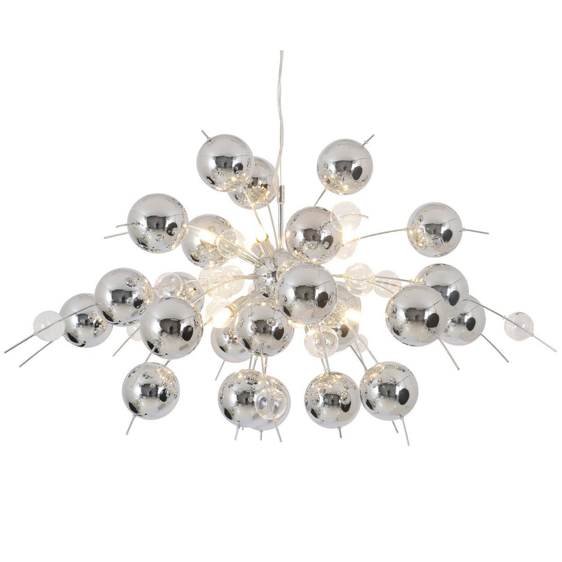 Hanger lamp "explosie" chroom gemaakt van metaal en glas, G9 -versies, hangende lamp voor eetkamer, woonkamer, gang of kantoor, Øca. 98 cm