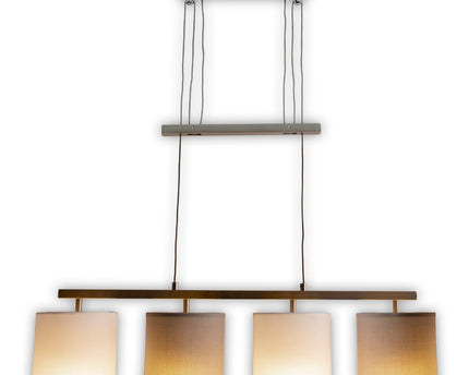 4 hanglamp "tilde", klassieke metalen slinger lamp en textiel in grijs en wit, met E27 -frame, hoogte verstelbaar, 86 cm lang, ideaal als eetlamp