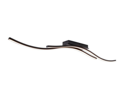 LED -plafondlamp "Onda", plafondlamp gemaakt van metaal en plastic in zwart, met stevig ingebouwde LED's, LED van het plafondlicht, 96 cm lang