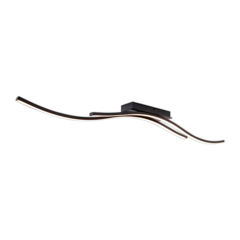 LED -plafondlamp "Onda", plafondlamp gemaakt van metaal en plastic in zwart, met stevig ingebouwde LED's, LED van het plafondlicht, 96 cm lang