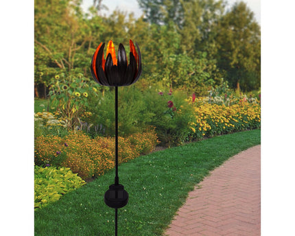 LED Solar Skeer "Flower", voor buiten, metaal en plastic aarde spies in koper, met geïntegreerde LED