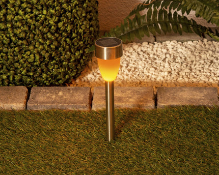 6 Set LED LED Solar Outer Light met aarde spies gemaakt van roestvrijstalen gekleurd metaal en plastic, met geïntegreerde LED