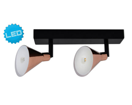 2 LED-wand u. Plafondspot "Koper"