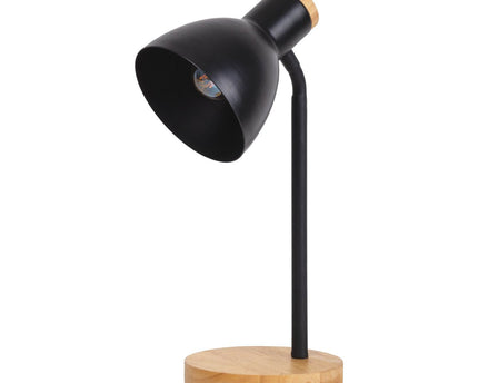 "Marie" bureaulamp gemaakt van metaal en hout, E14, zwart, 36,5 cm hoog