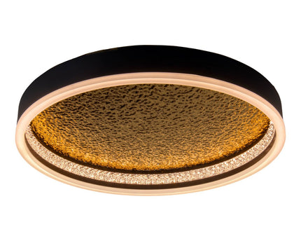 LED -plafondlamp Arany, plafondlamp gemaakt van metaal en plastic in zwart, met stevig ingebouwde LED's, dimbare, 40 cm diameter