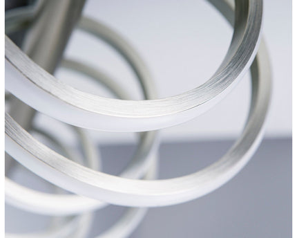 LED -plafondlamp "Belleza", moderne metalen plafondlamp en plastic in nikkel mat en wit, met stevig gebouwd -in LED's, 100 cm lang. De ideale verlichting voor woonkamer, eetkamer of keuken.