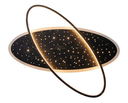 LED -plafondlamp "Stelaris" ongeveer 60 cm lang, gemaakt van metaal en plastic in het zwart, met stevig gebouwde LED's, verlichting voor woonkamers en kantoor