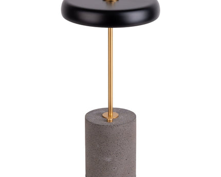 Batterijlamp "seta" zwart 30 cm hoog gemaakt van metaal en beton, met een stevig gebouwd -in LED