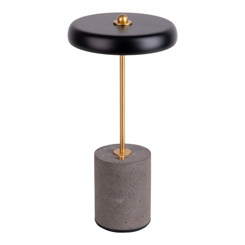 Batterijlamp "seta" zwart 30 cm hoog gemaakt van metaal en beton, met een stevig gebouwd -in LED