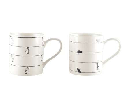Witte theekopjes met kattenontwerp - set van 2