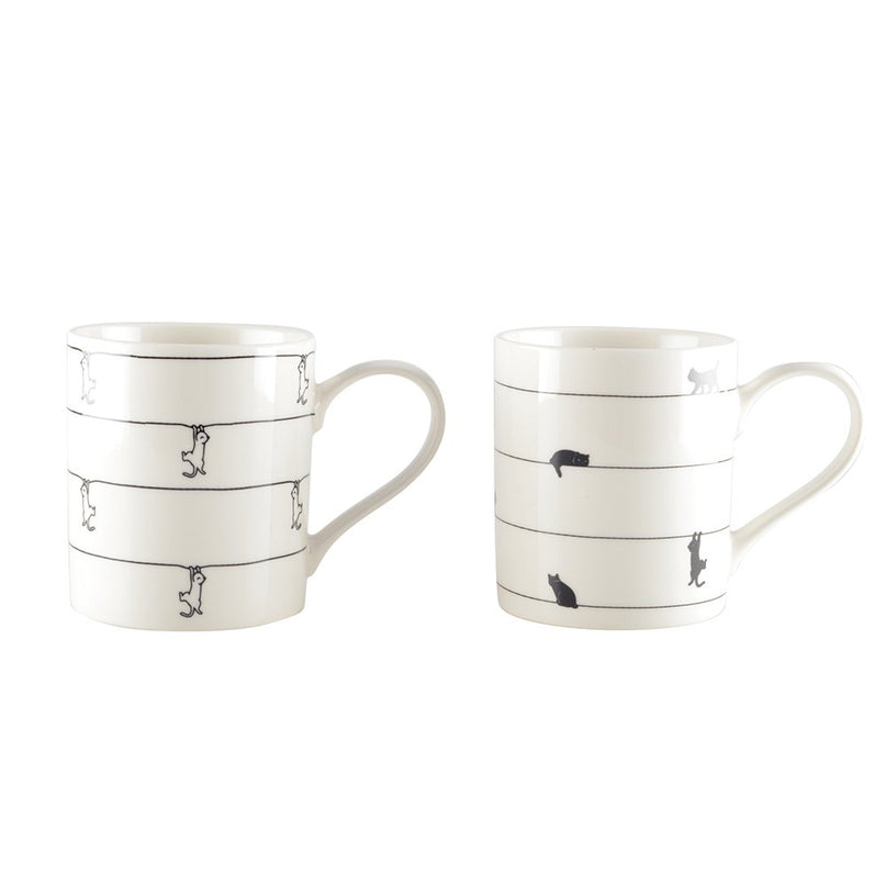 Witte theekopjes met kattenontwerp - set van 2