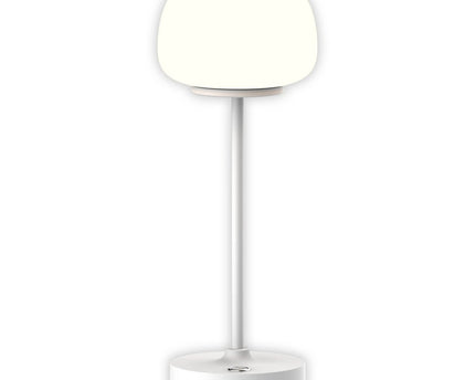 LED -batterij/ tafellamp "Pina" 30 cm hoog, gemaakt van metaal (wit) en glas (wit), geïntegreerde LED's, warm wit