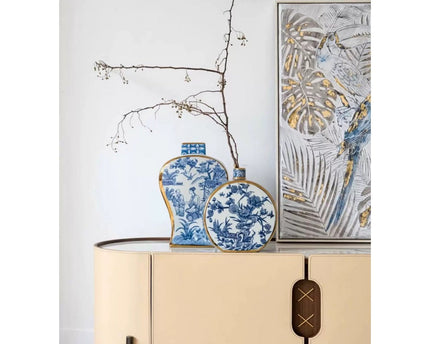 Nieuwe Chinese stijl, oosterse Parijse Delfts blauwe porselein vazen/lage stijl