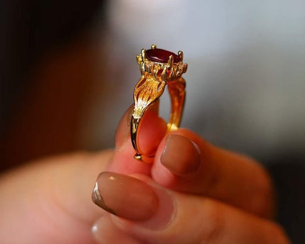 Echte Ruby Solitaire Ring-verstelbaar